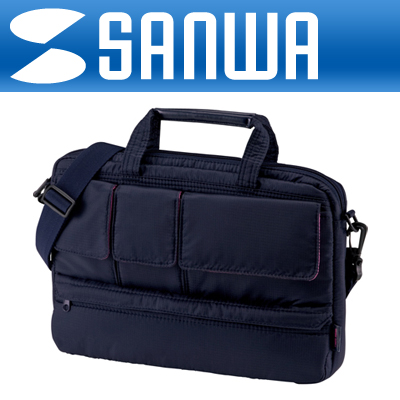 강원전자 산와서플라이 BAG-F6NV 초경량 멀티 포켓 노트북 가방(12.1"와이드/네이비)
