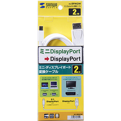 강원전자 산와서플라이 KC-DPM2W Mini DisplayPort to DisplayPort 1.2 케이블 2m