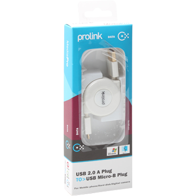 프로링크 MP387R MP시리즈 USB2.0 마이크로 5핀 자동감김 케이블 0.8m (OFC/24K금도금)
