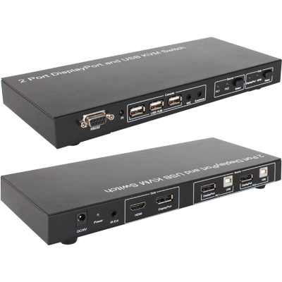 강원전자 넷메이트 NM-DK02U DisplayPort KVM 2:1 스위치(USB/Audio/리모컨)