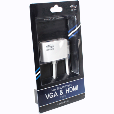 강원전자 넷메이트 NM-DVH2 Mini DisplayPort to VGA & HDMI 컨버터(무전원)