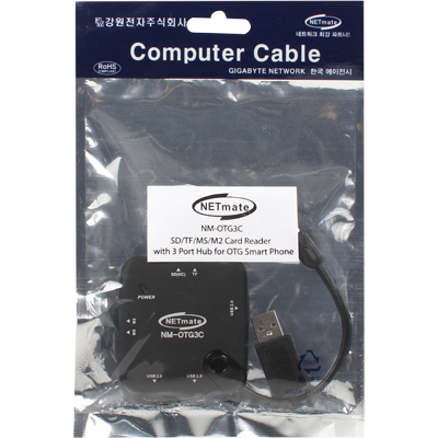 강원전자 넷메이트 NM-OTG3C 모바일 USB OTG 허브 + 카드리더기(PC연결용 젠더 포함)