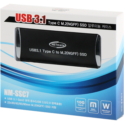 강원전자 넷메이트 NM-SSC7 USB3.1 Gen2 Type C M.2(NGFF) SSD 케이스(SSD미포함)