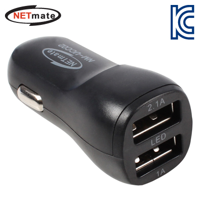 강원전자 넷메이트 NM-UCC02 USB 차량용 미니 충전 시거잭 2포트(2.1A+1A)