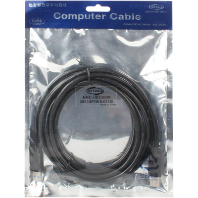 강원전자 넷메이트 NMC-UB330BK USB3.0 Standard A-B 케이블 3m (블랙)