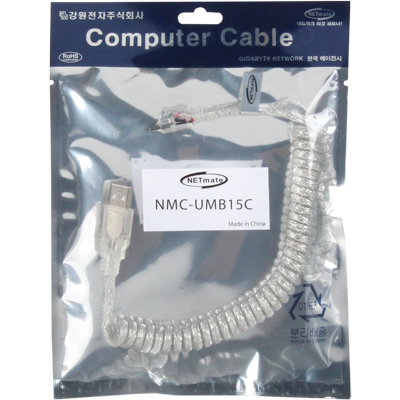 강원전자 넷메이트 NMC-UMB15C USB2.0 AM-Micro 5핀 스프링 케이블 1.5m