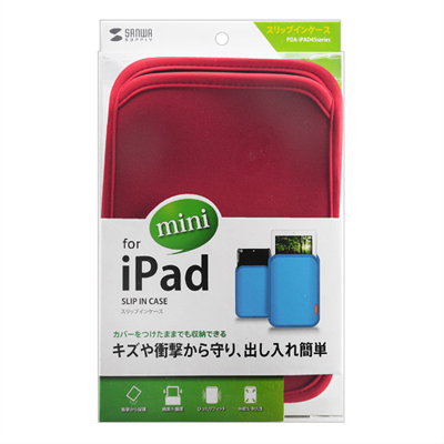 강원전자 산와서플라이 PDA-IPAD45R iPad mini 네오프렌 슬립형 파우치(레드)