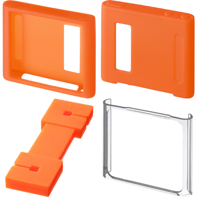 강원전자 산와서플라이 PDA-IPOD70D iPod nano 6세대 액세서리 4종 세트(오렌지)