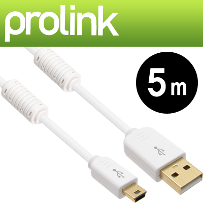프로링크 PMM368-0500N PMM시리즈 USB2.0 Mini 5핀 케이블 5m (OFC/24K금도금/노이즈 필터)