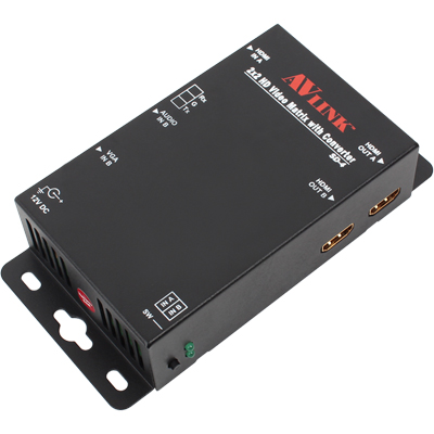 강원전자 넷메이트 SD-4 멀티포맷 2:2 매트릭스 분배기(입력 HDMI & VGA, 출력 HDMI x2)