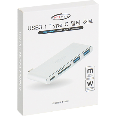 강원전자 넷메이트 NMU-FR047 USB3.1 Type C 2포트 3 in 1 멀티 허브