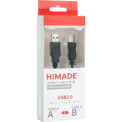 HIMADE(하이메이드) HIMCAB-KUB220BK USB2.0 AM-BM 케이블 2m (블랙)