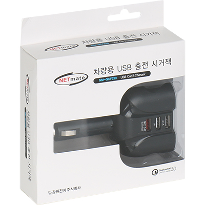 강원전자 넷메이트 NM-QCF230 QC3.0 차량용 USB 충전 시거잭(USB 2+1포트, 2구 시거 소켓)