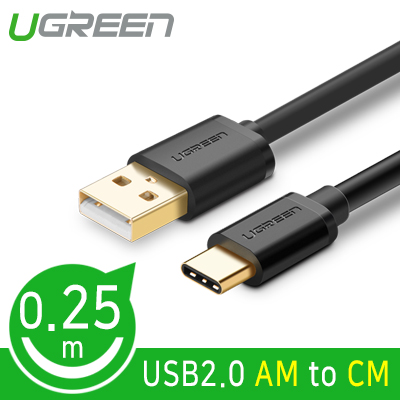 유그린 U-30157 USB 2.0 AM-CM 케이블 0.25m (블랙)