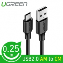 유그린 U-60114 USB 2.0 AM-CM 케이블 0.25m(블랙)