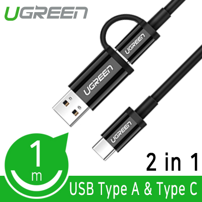 유그린 U-50534 모바일 2in1 멀티 충전 케이블 1m  (USB2.0&Type C)