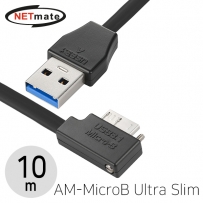 강원전자 넷메이트 CBL-43USD302MBLBK-10mLA USB3.1 Gen1(3.0) AM-MicroB(Lock) Ultra Slim 리피터 10m (왼쪽 꺾임)