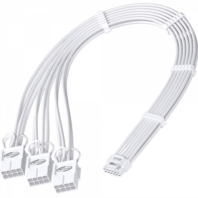 강원전자 넷메이트 NM-DPR1862 12VHPWR to PCI-E 8핀x3 변환 슬리빙 케이블 0.3m (올화이트)