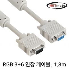 강원전자 넷메이트 NMC-R18F RGB 3+6 모니터 연장 케이블 1.8m (베이지)