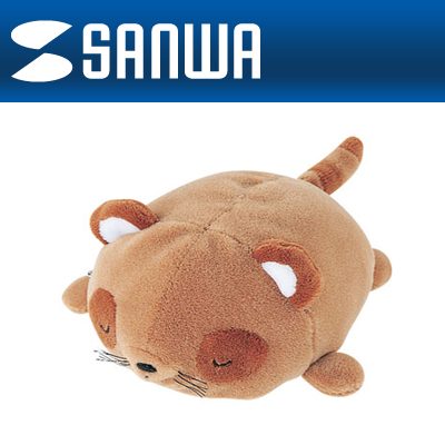 SANWA CD-AN39R 고급 케릭터 클리너&손목쿠션(너구리)
