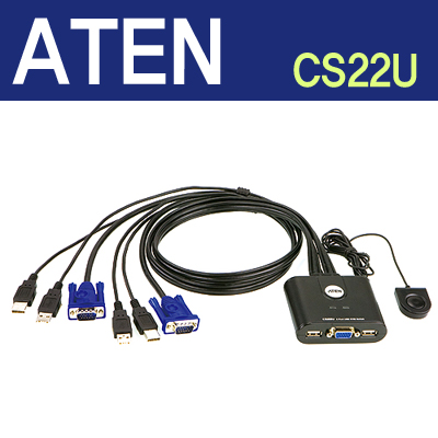 ATEN 2포트 USB 케이블 KVM 스위치 [CS22U]