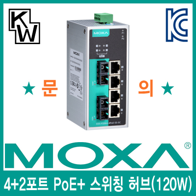 MOXA EDS-P206A-4PoE-SS-SC-T 산업용 4+2포트 PoE+ 스위칭 허브(120W PoE+ 4포트, SFP 2포트)