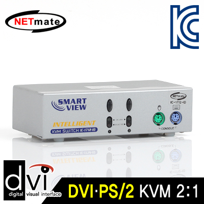 강원전자 넷메이트 DVI KVM 2:1 스위치(PS/2) IC-1712-ID