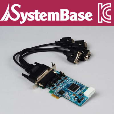 SystemBase(시스템베이스) 4포트 RS-422/485 PCI Express 시리얼 카드(슬림PC/케이블타입)