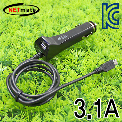 강원전자 넷메이트 NM-UCC03 차량용 USB 충전 시거잭(마이크로 5핀 케이블 일체형 + USB 1포트)