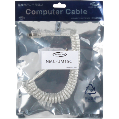 강원전자 넷메이트 NMC-UM15C USB2.0 AM-Mini 5핀 스프링 케이블 1.5m