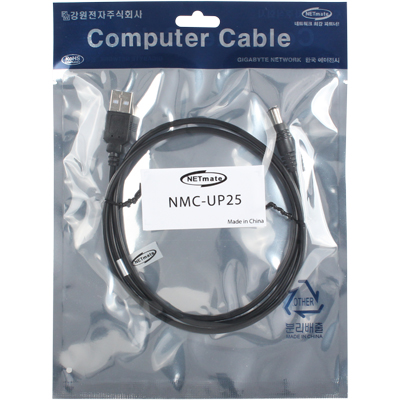 강원전자 넷메이트 NMC-UP25 USB 전원 케이블 1m (5.5x2.5mm/1W/블랙)