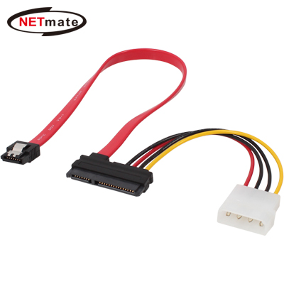 강원전자 넷메이트 NMP-ST309 SATA3 22Pin 데이터/파워 Flat 케이블(Lock) 0.3m