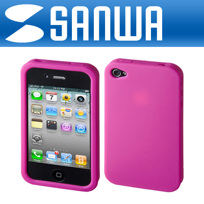 강원전자 산와서플라이 PDA-IPH66P iPhone4 실리콘 케이스(핑크)
