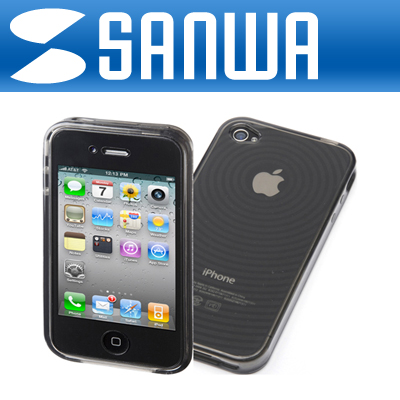 강원전자 산와서플라이 PDA-IPH67BK iPhone4 TPU 세미하드 케이스(블랙)
