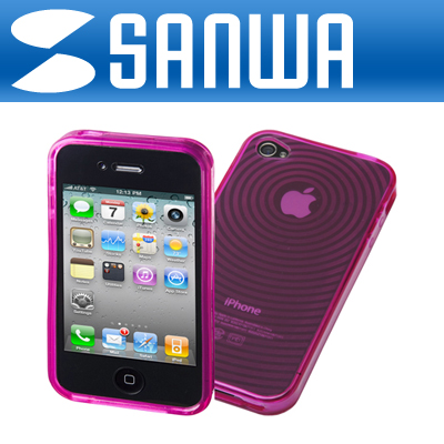 강원전자 산와서플라이 PDA-IPH67P iPhone4 TPU 세미하드 케이스(핑크)