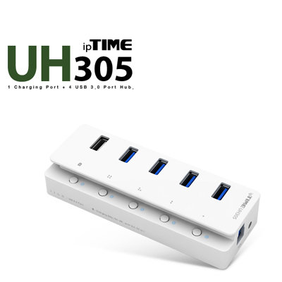 ipTIME(아이피타임) UH305 USB3.0 5포트 유전원 충전 허브(전원 아답터 포함)