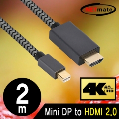 NETmate NMC-MH02A Mini DisplayPort 1.2 to HDMI 2.0 케이블 2m