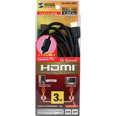 강원전자 산와서플라이 KM-HD20-30FC 4K 30Hz HDMI 1.4 케이블 3m