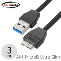 강원전자 넷메이트 CBL-43USPD302MBBK-3m USB3.1 Gen1(3.0) AM-MicroB Ultra Slim 케이블 3m