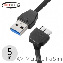 강원전자 넷메이트 CBL-43USD302MBBK-5mDA USB3.1 Gen1(3.0) AM-MicroB Ultra Slim 리피터 5m (아래쪽 꺾임)