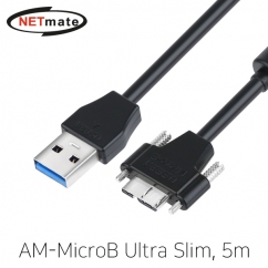 NETmate CBL-43USD302MBSBK-5M USB3.0 AM-MicroB(Lock) Ultra Slim 리피터 5m