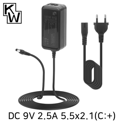 강원전자 KW KW-A9025A(SK03T1-0900250W2) 9V 2.5A SMPS 아답터(5.5x2.1mm/C:+)