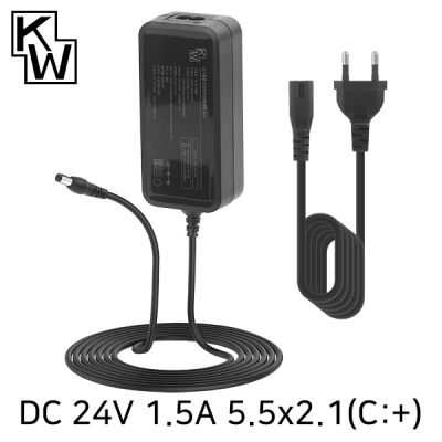 강원전자 KW KW-A2415A(SK05T-2400150W2) 24V 1.5A SMPS 아답터(5.5x2.1mm/C:+)