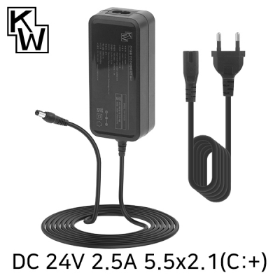 KW KW-A2425A(SK06T-2400250W2) 24V 2.5A SMPS 아답터(5.5x2.1mm/C:+)