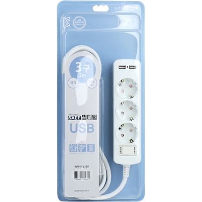 강원전자 넷메이트 NM-WB330 USB SAFE 멀티탭 3구 접지 3m