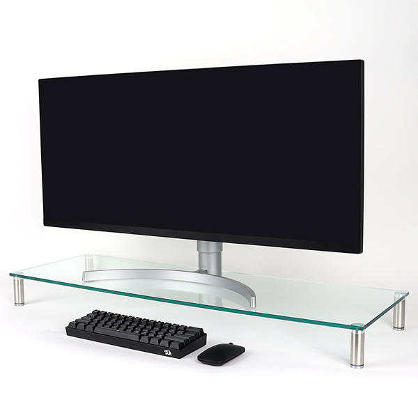 강화유리 받침대(클리어/특대)900x300x80mm 8T 하중12kg 모니터