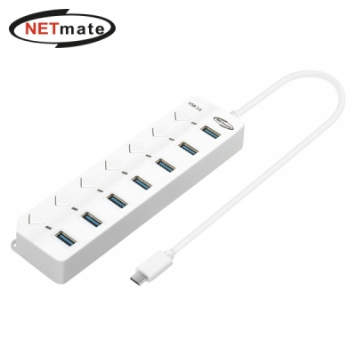 강원전자 넷메이트 NM-UBC305W USB3.0 Type C 7포트 허브 (화이트)