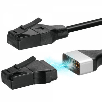 강원전자 산와서플라이 CAT.6A 슬림 마그네틱 랜 케이블 3m (블랙) KB-SL6ABA-03BK