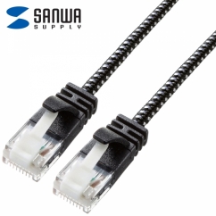 강원전자 산와서플라이 CAT.6A UTP 슬림 랜 케이블 10m (블랙&화이트) KB-T6AME-10BKW