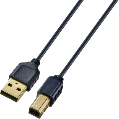 강원전자 산와서플라이 USB2.0 AM-BM 초슬림 케이블 1m (블랙) KU20-SL10BKK